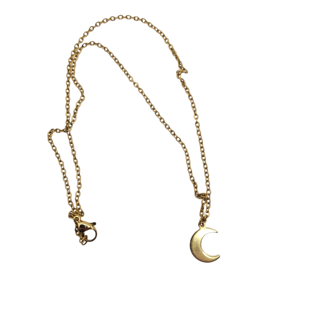 Gold Crescent Moon Pendant Necklace
